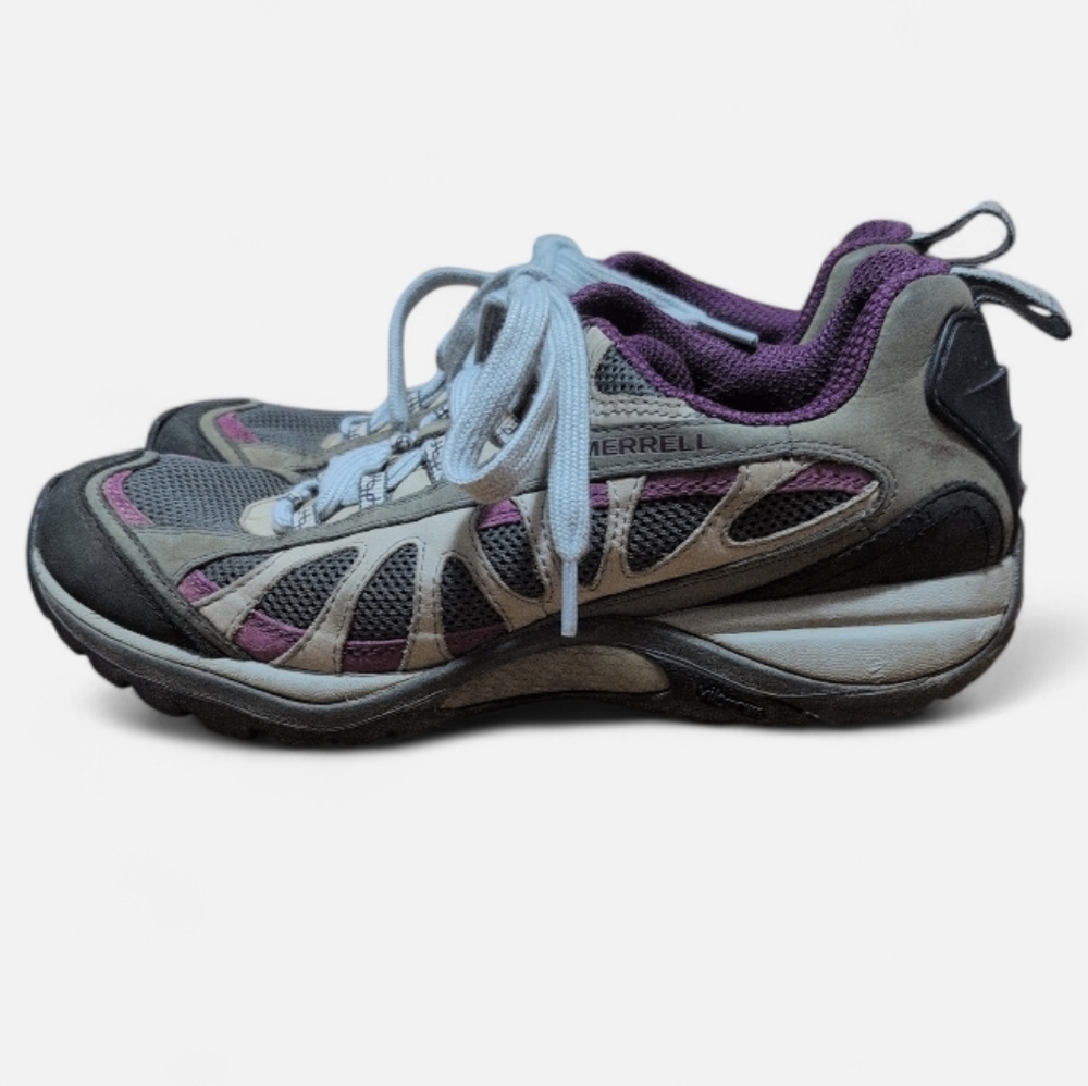 Merrell Azura Women’s Size 9 Waterproof Hiking Trail Shoes Tan Purple Outdoor